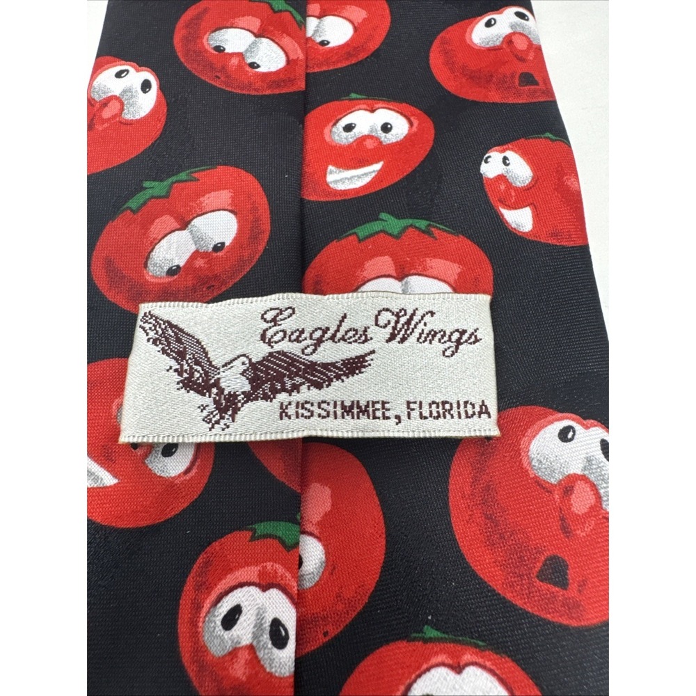 EAGLES WINGS TIE 58" Men's Veggie Tales Black & Red Bob the Tomato Big Idea 90s - Picture 4 of 8